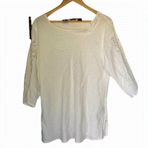 100% Irish Linen Ecologie Brand White 3/4 Sleeve Top Womens Size XL
